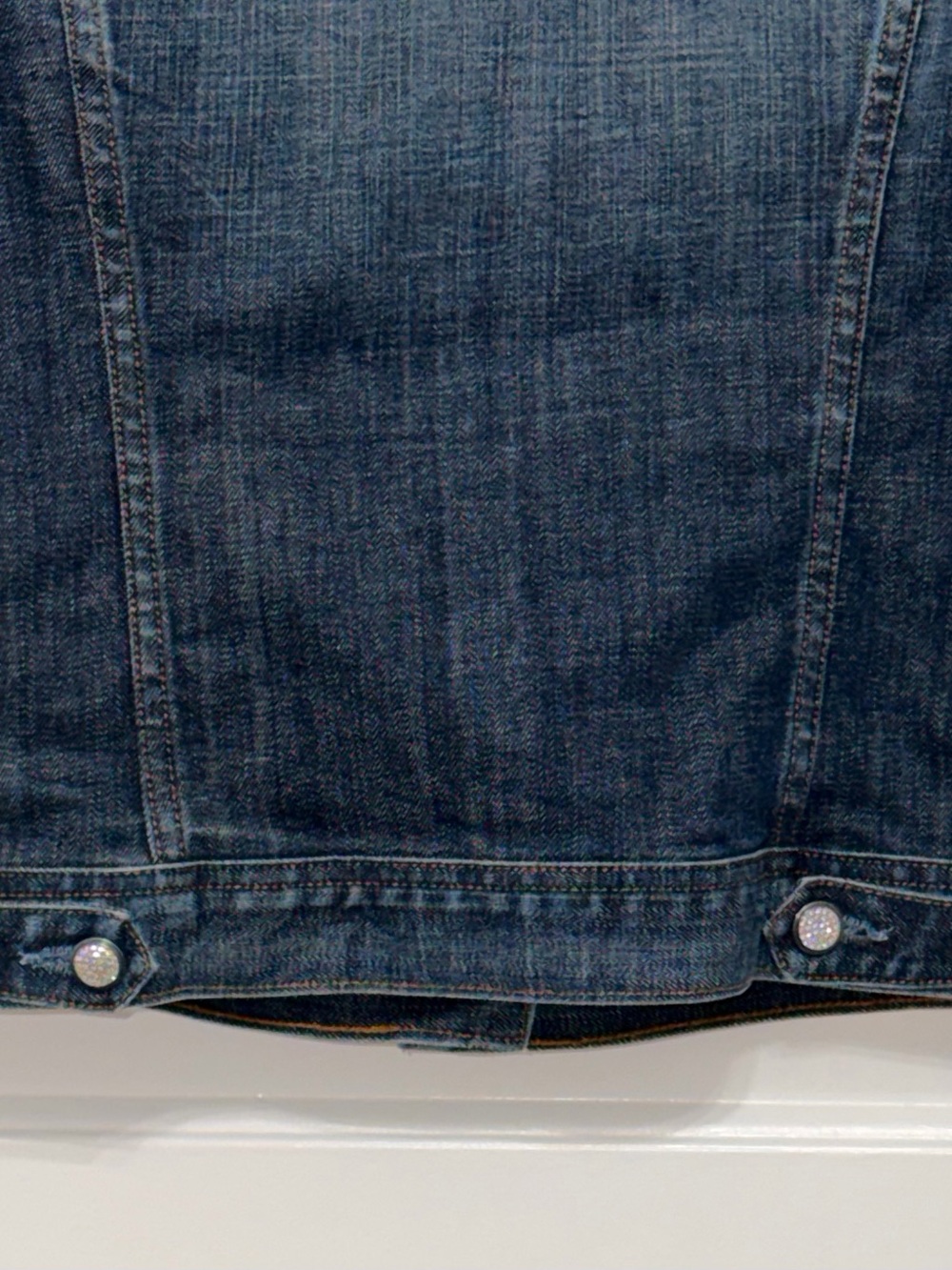 Manuel Denim Jacket Women’s Sz Small Rhinestone Buttons Cross Detail Made in USA - Picture 9 of 16
